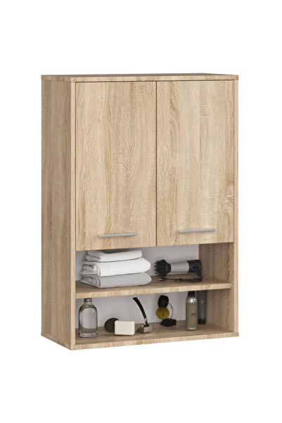 SERSIMO Dulap de baie montat pe perete, cu 2 uși și 2 rafturi deschise, 64x30...