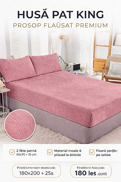 Pucioasa KING BED COVER 180x200+25cm, PREMIUM VELVET TOWEL WITH Stretchy, 2 P...