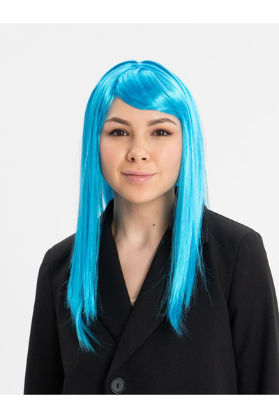 CT STONES Perucă de petrecere lungă și dreaptă de culoare albastru deschis