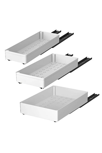 OEM Set de 3 sertare cu glisoare autoadezive cu închidere silențioasă, șină c...