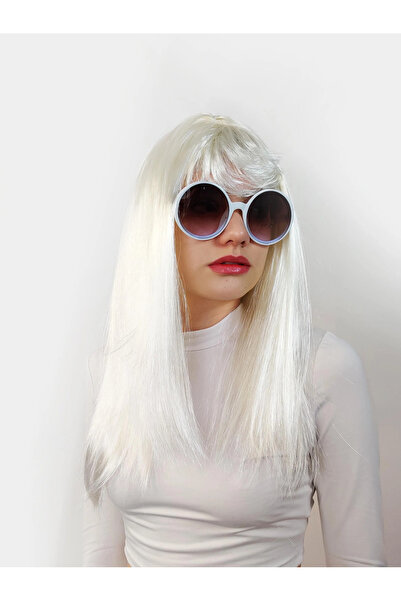 CT STONES White Color Long Straight Party Wig