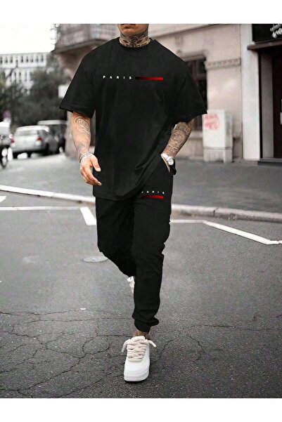 EFFRENATU Unisex Letter Printed T-Shirt – Round Neck, Short Sleeve, Casual Set