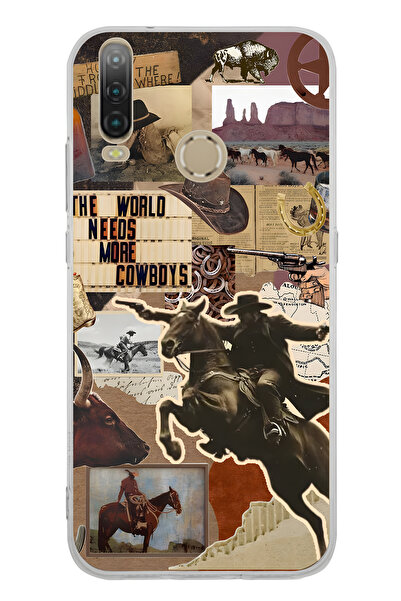 FLAMENKO حافظة هاتف شفافة بنمط كاوبوي ويسترن كولاج متوافقة مع جهاز جنرال موبا...