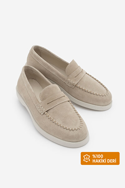 Marjin Women's Genuine Leather Rope Detailed Moccasin Loafer Casual Shoes Gin...