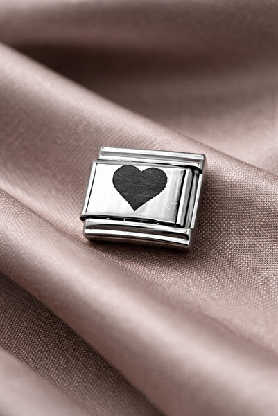 CT STONES Nomination Compatible Steel Heart Charm – Shiny Steel Bracelet Acce...