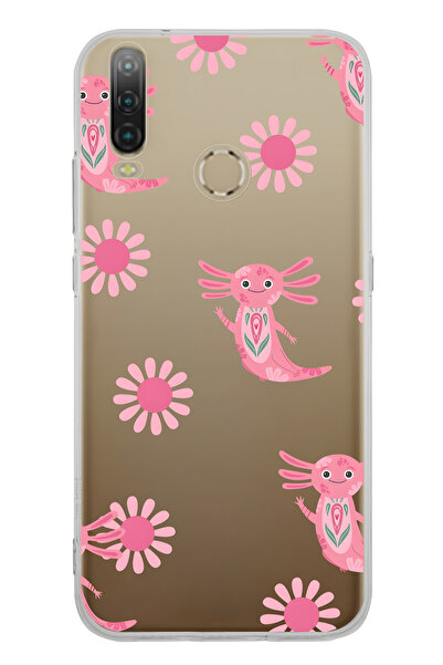 FLAMENKO حافظة هاتف شفافة بنمط أكسولوتل باللون الوردي متوافقة مع جهاز General...