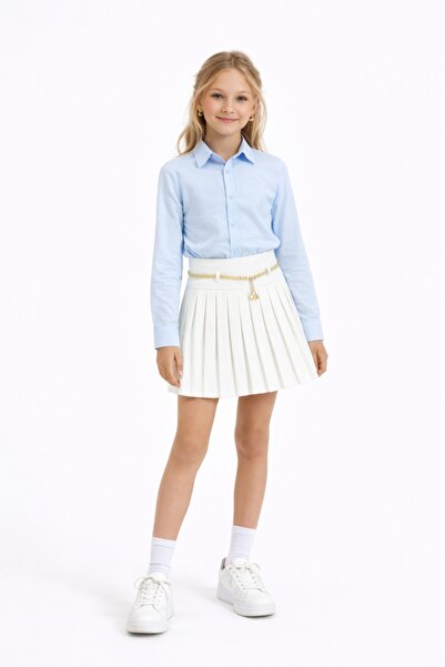 Nacar 23 Nisan 29 Ekim Gösteri Kıyafeti Kız Çocuk Gömlek & Pileli Etek Şık Takım