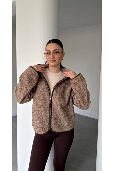 Mzr Collection KADIN KAPÜŞONLU FERMUARLI PELUŞ SWEATSHİRT
