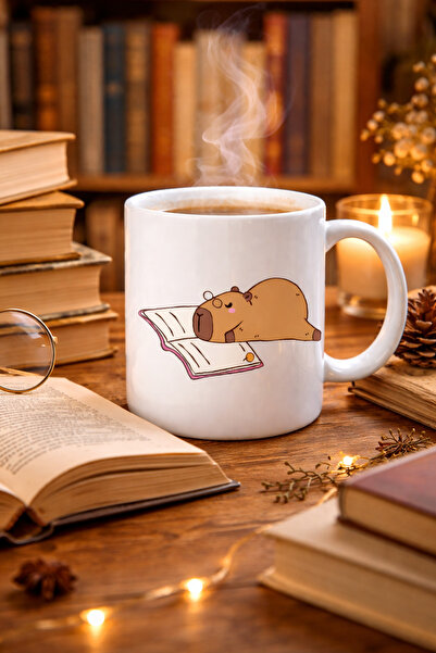 ELİZ BERRA MODA Porcelain Mug with Capybara Design Reading a Book Model 99 – ...