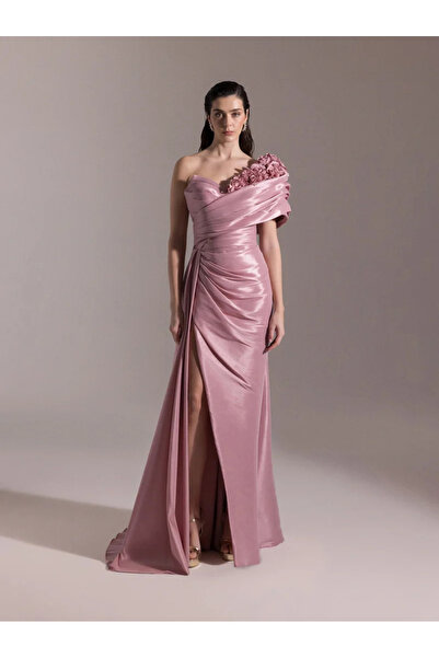 Kenzel Floral Detailed Slit Fish Tail Evening Dress