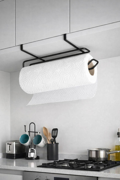 VİE HOUSE Siyah Havluluk Peçetelik Askısı Dolap İçi Askılı Kağıt Havluluk Mut...