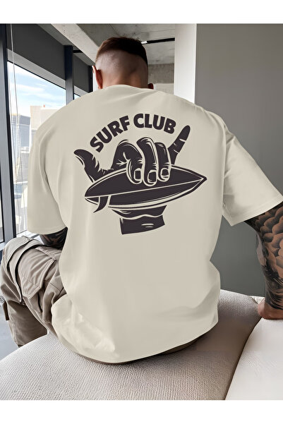 Rayan & Hoor Style Μπλουζάκι Unisex με στάμπα SURF, Oversize, από βαμβάκι, με...