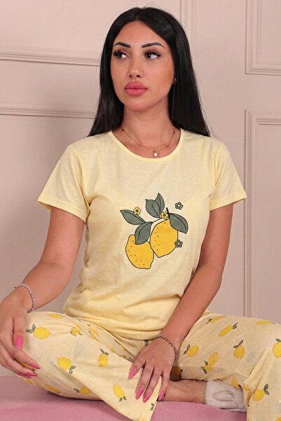 Niket Life Set de pijamale din bumbac pieptănat pentru femei, cu imprimeu cu ...