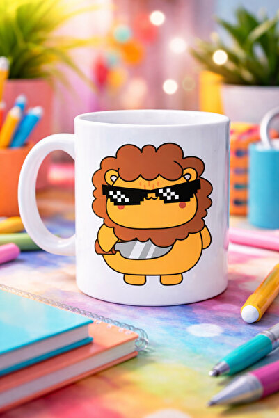 ELİZ BERRA MODA Cool Porcelain Mug with Lion Figure Model 94 – Fun Design Spe...