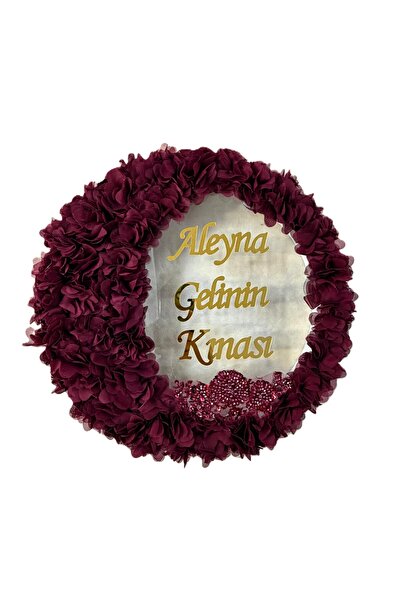 Elriya Bordo Gelin Tefi Şeffaf - Üç Boyutlu Çiçekli - Boncuk İşleme Detaylı