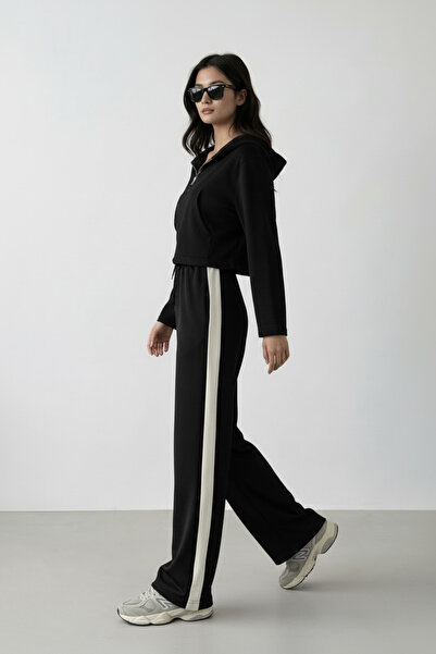 Vireo Club Women's Premium Fabric Striped Sweatshirt and Sweatpants 2-Piece Set