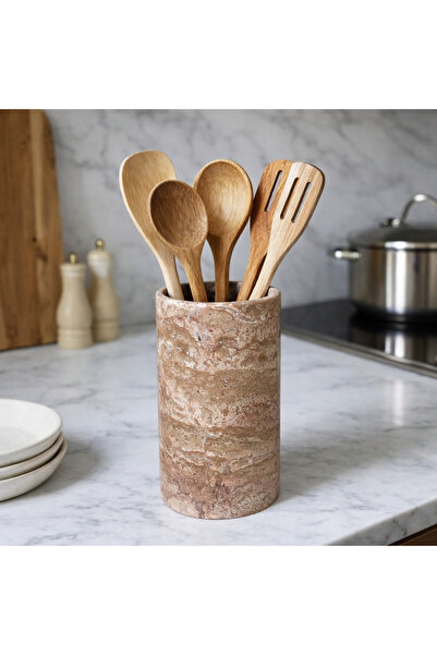 zekmar home stone Doğaltaş Pembe Kaşıklık/ Dekoratif Silindir Düzenleyici