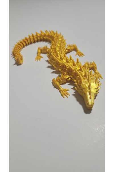 DoBi3D 20 cm 3D Baskı Altın Ejderha Figürü – Eklemli Dragon Biblo – Dekoratif...
