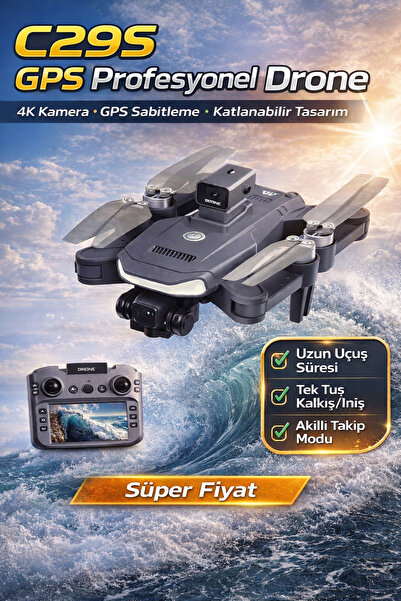 asfteknoloji C29S GPS Katlanabilir Drone 4K Kamera Akıllı Takip Modu Tek Tuş ...