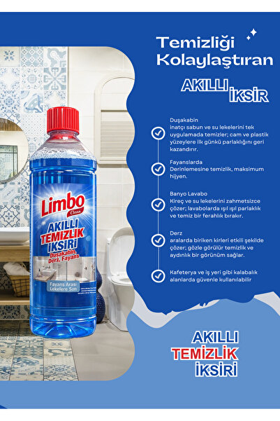 LİMBO Çok Amaçlı Temizleyici Akıllı İksir – Duşakabin Temizleyici, Derz Fayans Temizleyici ve Kireç Sökücü 1000ML