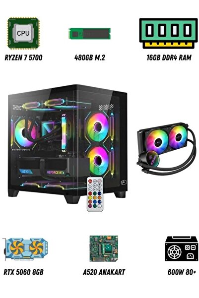 RAMTECH BİLGİSAYAR RMT18082-6 Ryzen 7 5700 RTX 5060 8GB Gaming PC – 16GB RAM ...