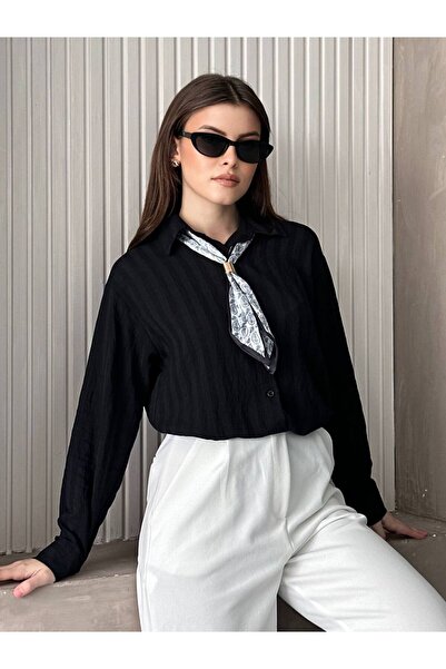 ZF BUTİK Women's Scarf Detailed Shirt