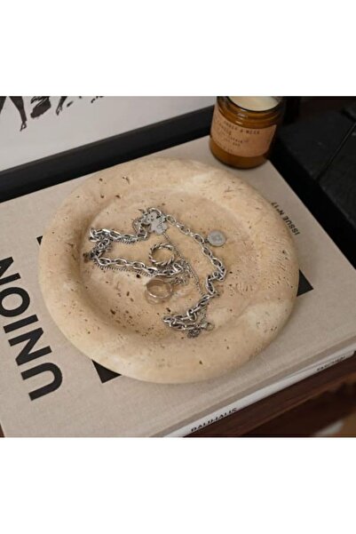 Generic Beige Travertine Round Tray 20x3cm dia