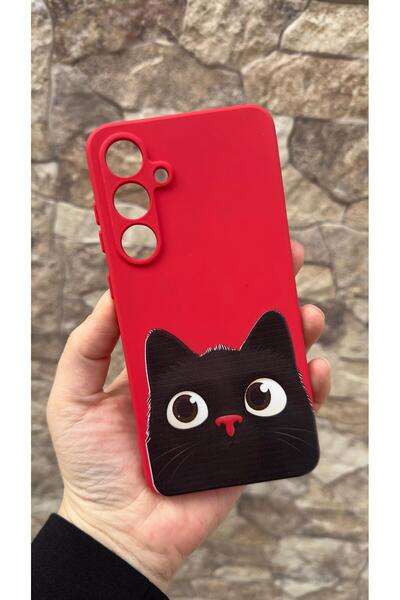 Vip Case Samsung Galaxy A16 Compatible Cute Black Cat Patterned Silicone Shoc...