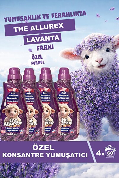 The Allurex Özel Konsantre Yumuşatıcı 1440 ml lavanta Bahçesi Doğal Kokusu 4 lü