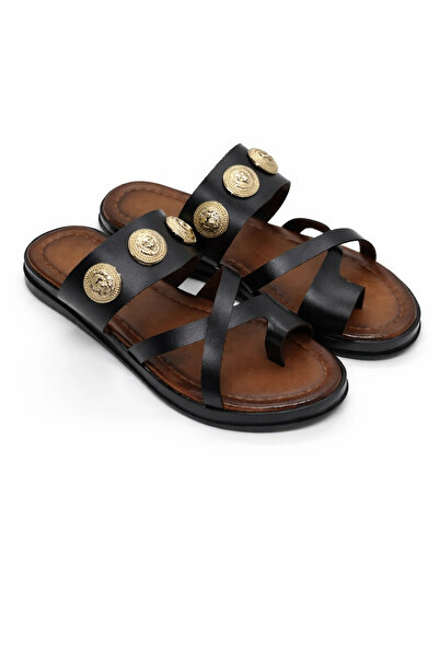 Lively Stylish Papuci de damă Lali, negri, cu detalii de accesorii, confortab...