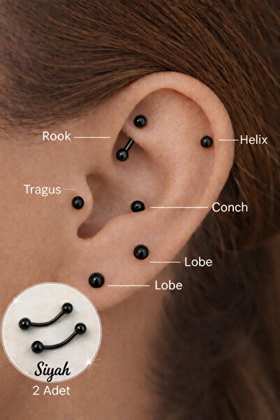 Sacce Scarves&Accessories Cerrahi Çelik Kavisli Piercing – Rook, Kaş, Helix v...