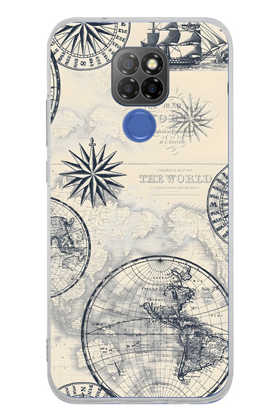 FLAMENKO حافظة هاتف شفافة بنمط خريطة العالم والبوصلة متوافقة مع جهاز General ...