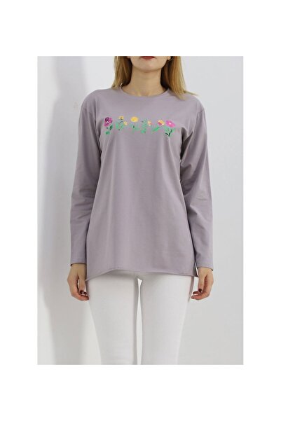 ÇEÇİM Γυναικείο λουλουδάτο τουνίκ με τύπωμα πλευρών άνοιγμα τονός NSA-58082