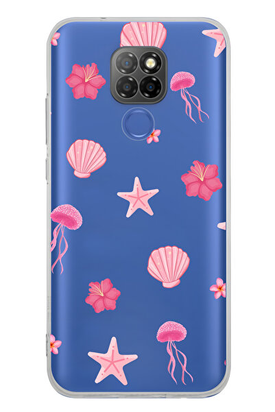 FLAMENKO حافظة هاتف شفافة بنمط البحر الوردي متوافقة مع جهاز General Mobile GM 20