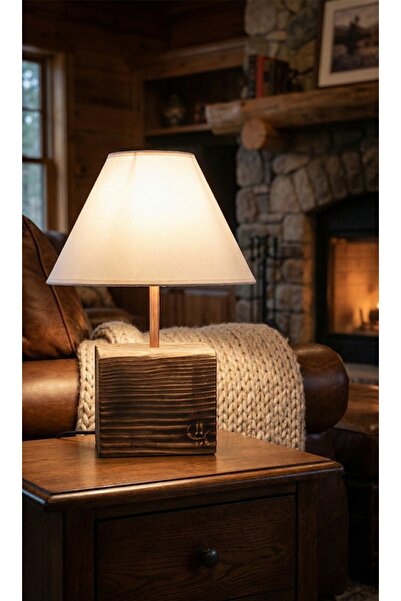 DecorKa Handmade table lamp made of burnt wood Shou Sugi Ban, modern rustic s...