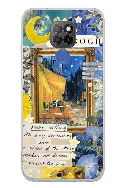 FLAMENKO حافظة هاتف شفافة بنمط فان جوخ كافيه تراس متوافقة مع جهاز جنرال موباي...