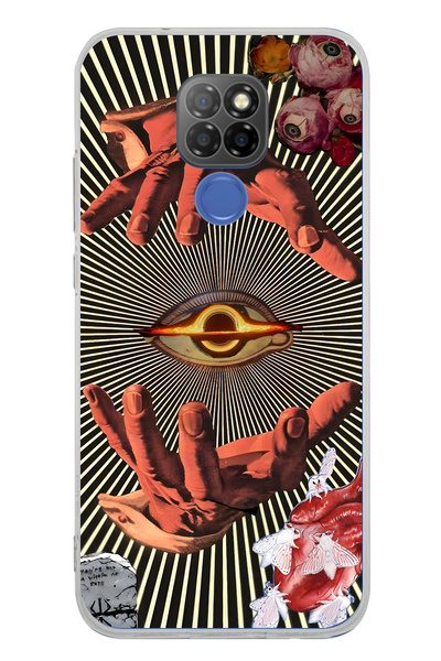 FLAMENKO حافظة هاتف شفافة بنمط كولاج لليد والعين متوافقة مع جهاز General Mobi...