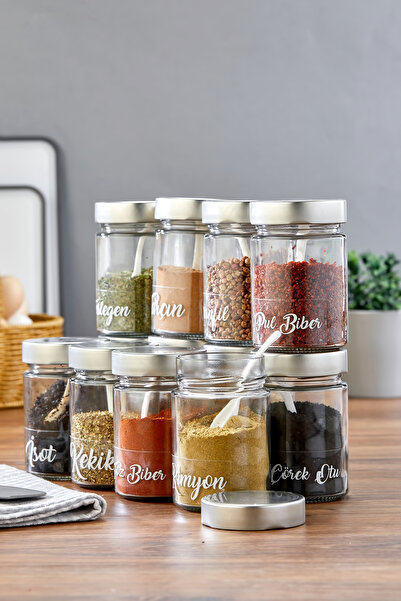 MODA OZY 12-Pack 350 ml Spice Storage Container Glass Jars with Silver Metal ...