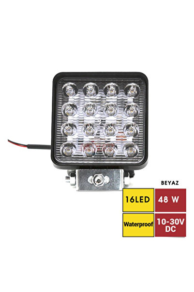 Fym BR3010577 مصباح عمل 10-30 فولت 48 واط 16 LED مربع 12×10 سم معدني مستورد ع...