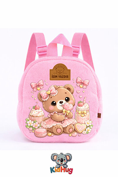 KidHug [İSİM YAZDIR] İsimli Baskılı Pembe Kız Çocuk Çanta Çocuk Sırt Çantası ...