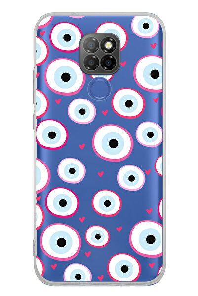 FLAMENKO حافظة هاتف شفافة بنمط خرز العين الشريرة باللون الوردي متوافقة مع جها...