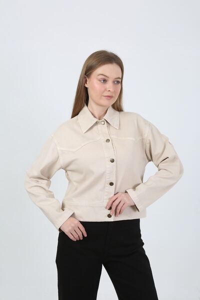 vl vellichor Buttoned Jean Jacket - Ecru