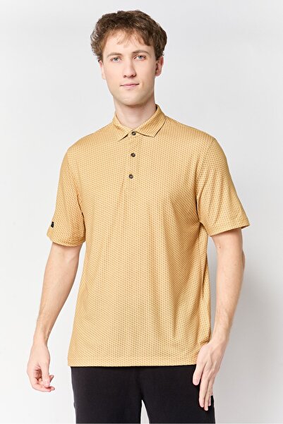 Greg Norman Men Sportswear Fit Short Sleeves Training Polo Shirt, Tan