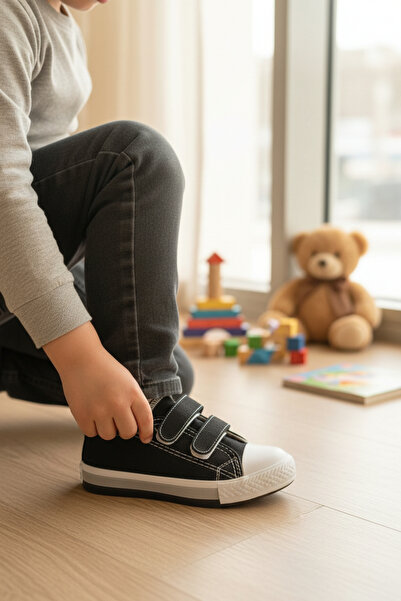 enoch Burun Korumalı Bez Dokulu Cırtlı Çocuk Ayakkabı