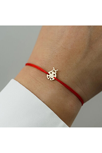 BLACK SWAN Bijoux Martisor bratara cu snur si Buburuza din Aur 14K