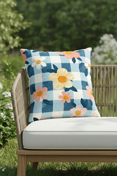 Moud's Husă de pernă cu model floral albastru pastel, impermeabilă, lavabilă,...