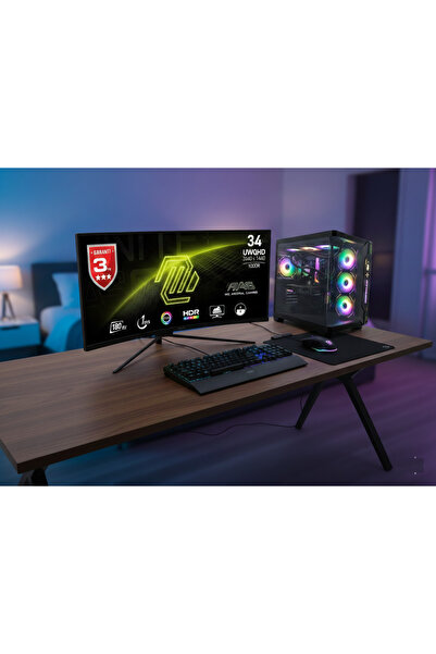 OYKUTECH Ryzen 7 5800X RTX 4060 Ti 16GB Tam Set Gaming PC | 34" Kavisli 2K Mo...