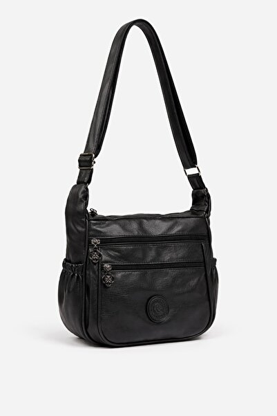 Çantacımstore Kadın Suni Deri Çok Gözlü Çapraz Anne Çantası Siyah Model: 3