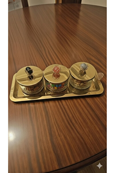 Turkish Store İstanbul 3-Piece Snack Bowl with Mixed Color Tray