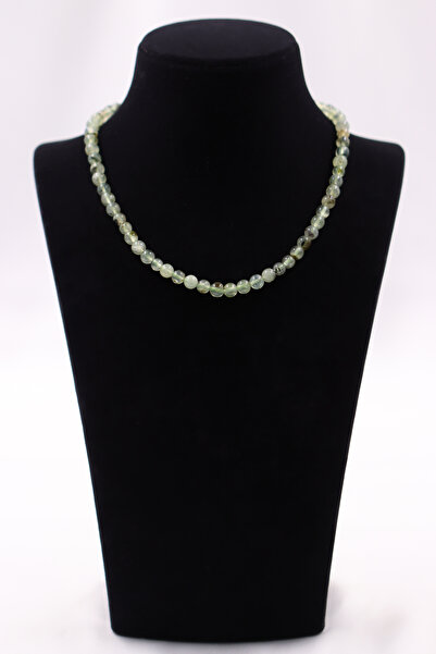 SAURACHI Prehnite Prinayt Taşı Kolye Doğal Taş Dizi 6 mm